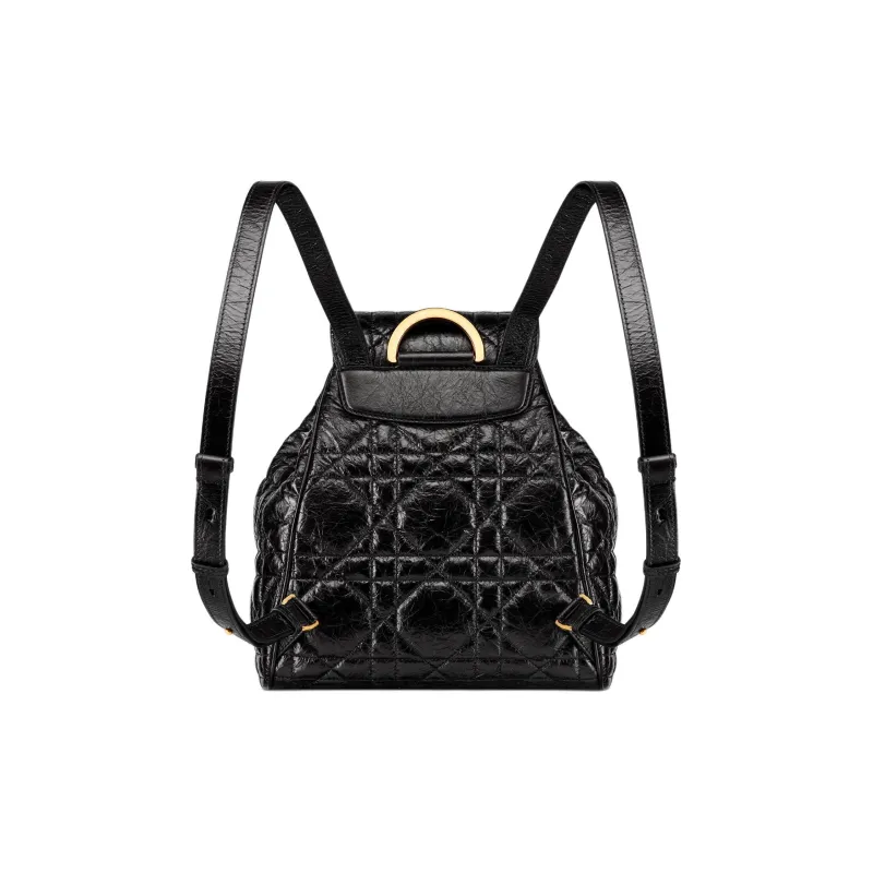 DIOR Caro Cow Leather Backpack Medium Size Women's Black-1