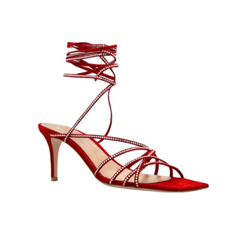 GIANVITO ROSSI One Strap Sandals 8cm Women's Red-2
