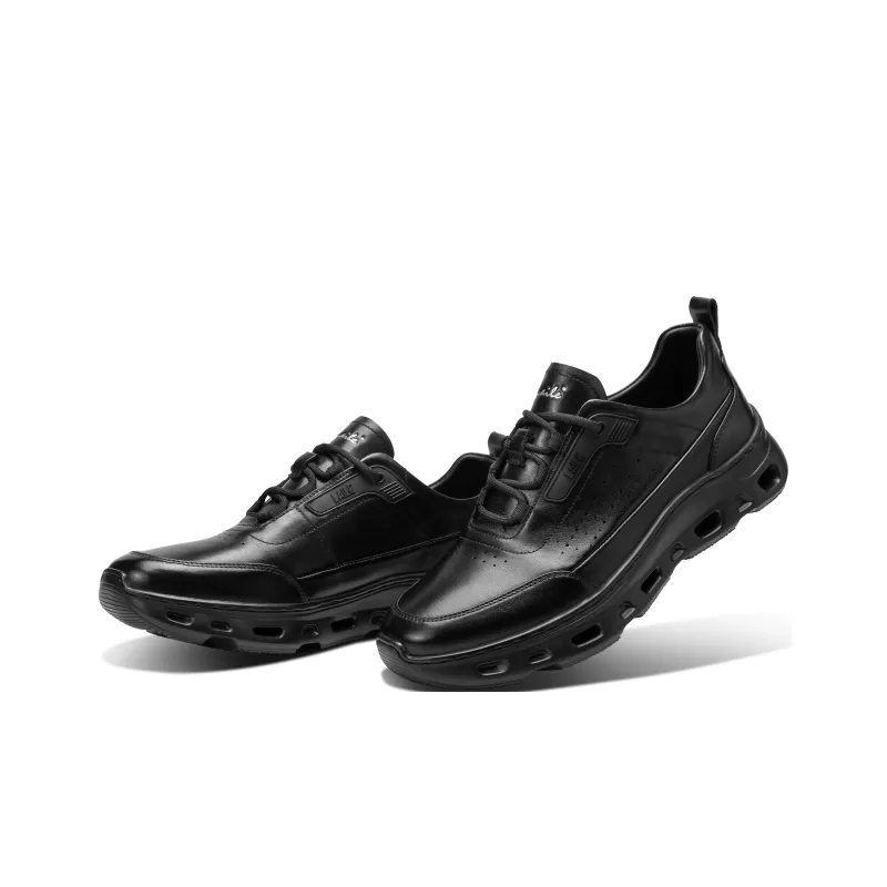 LAILE Water Float Cushioning Breathable Coverage Height Increasing Low Top Casual Shoes Men's Black-3