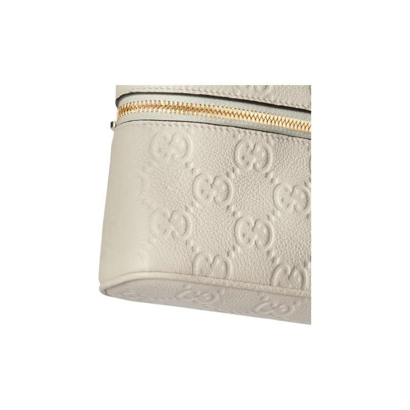 GUCCI GG Emblem Grained Leather Shoulder Bag Crossbody Bag Handbag Extra Mini Women's Ivory-6