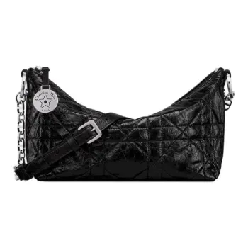 DIOR Diorstar Hobo Calfskin Shoulder Bag Women's Black