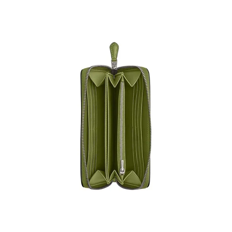 COACH Accordion Zip Calfskin Wallet Small Size Women's Deep Lime-2