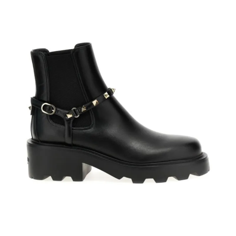 Valentino Garavani Rockstud Round Toe Boots Women's-1