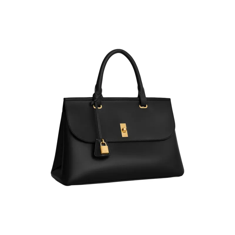 CELINE Cow Leather Handbag Medium Size Women's Black-1