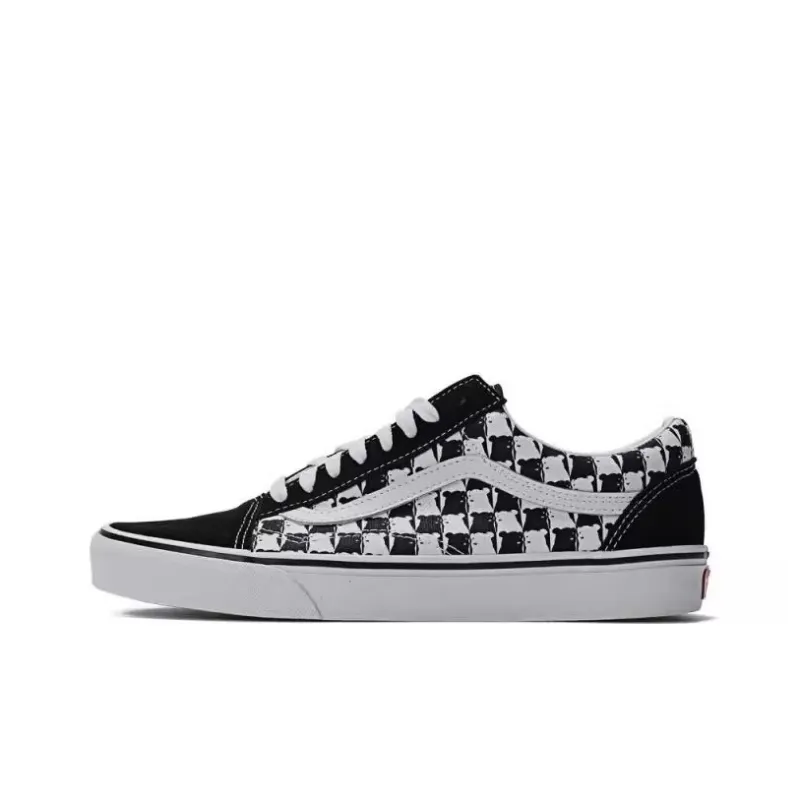 Vans Old Skool Anti Slip Wear Resistant Low Top Skateboard Shoes Unisex Black White-0