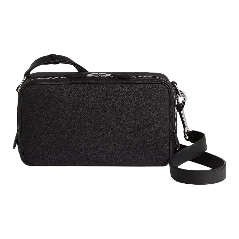 HERMES Togo And Swift Calfskin Shoulder Bag Men's Black-0