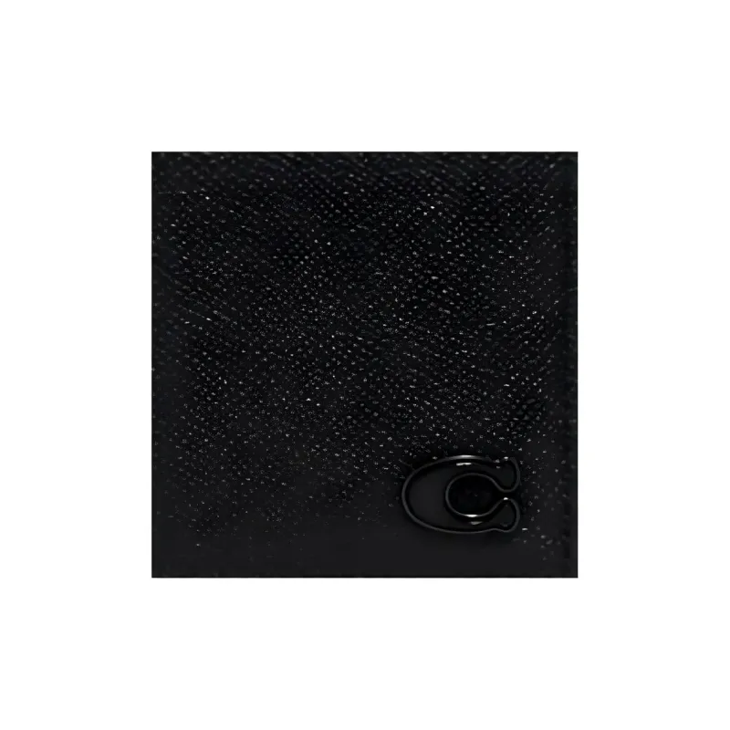 COACH Cross Grain Leather With Canvas Wallet Women's Black-4