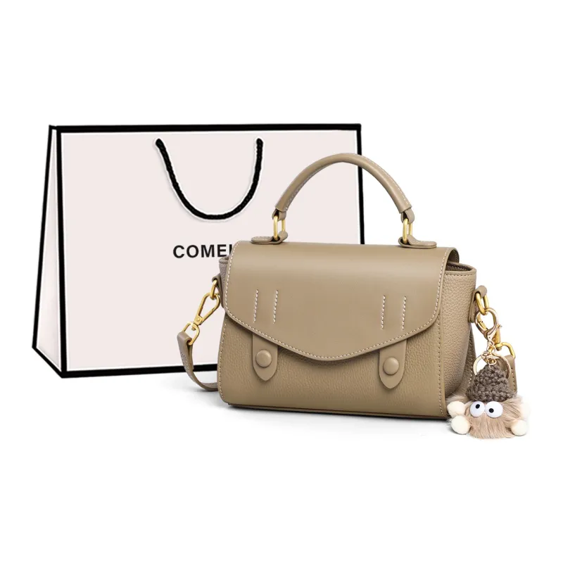 COMELY Cow Leather Shoulder Bag Crossbody Bag Handbag Regular Women's Khaki-0