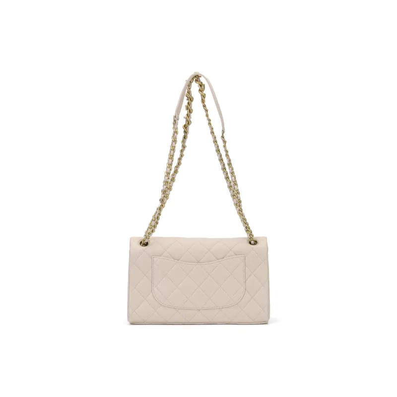 CHANEL Sheepskin Flap Bag, Crossbody Bag, Shoulder Bag Medium Size Women's Milk Tea-2