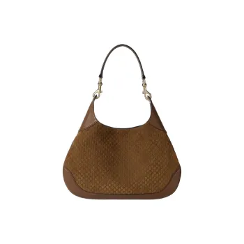 GUCCI Suede Material Crossbody Bag Shoulder Bag Small Size Women's Brown