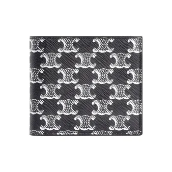 CELINE Triomphe Canvas With Calfskin Wallet Men's Black/White