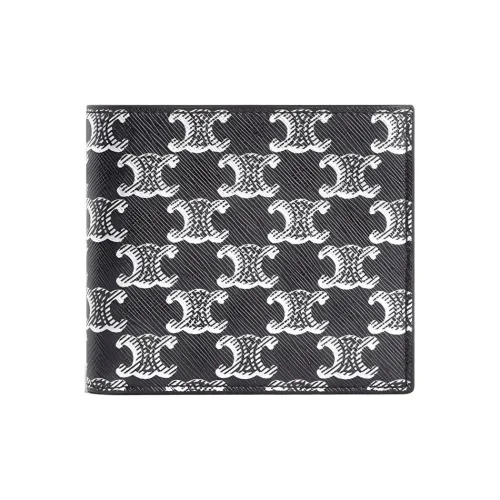 CELINE Triomphe Canvas With Calfskin Wallet Men's Black/White