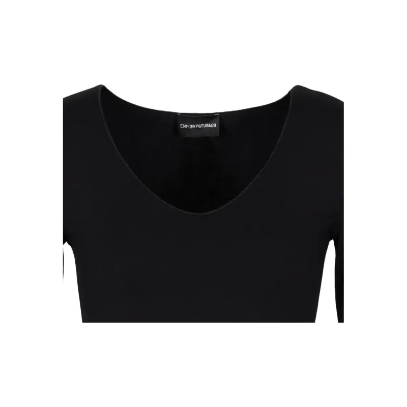 EMPORIO ARMANI Viscose Stretch Jersey V neck Jumper With Three quarter Length Sleeves-4