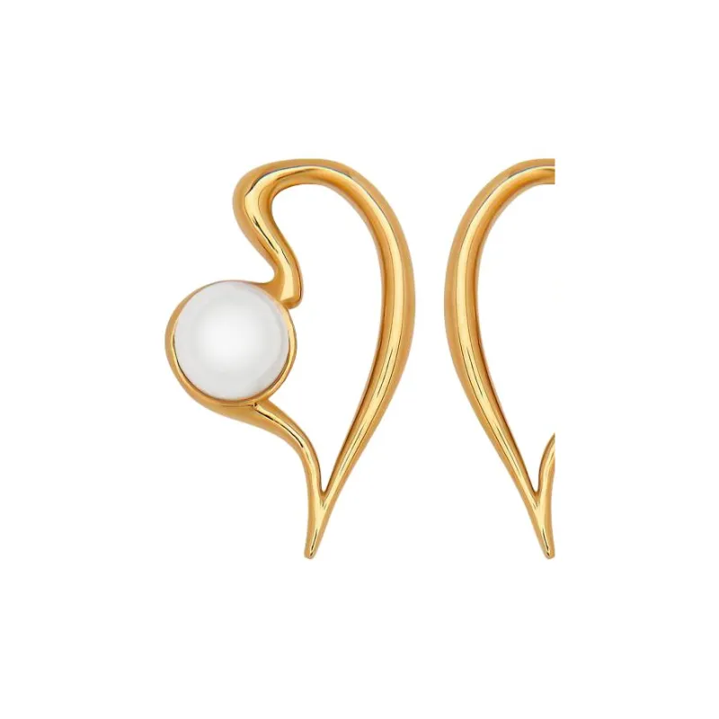 Oscar De La Renta Large Pearl Heart Earrings-1