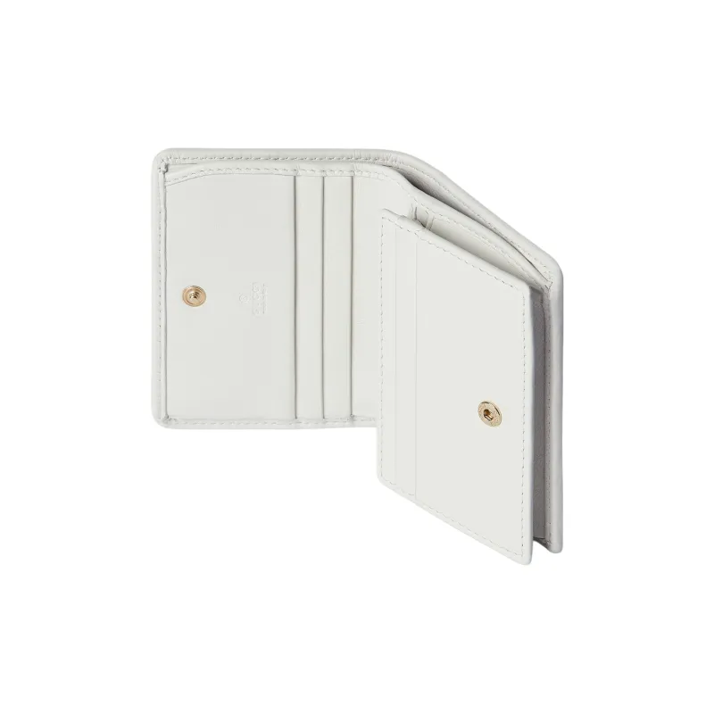 GUCCI GG Emblem Leather Wallet Mini Women's Beige-4
