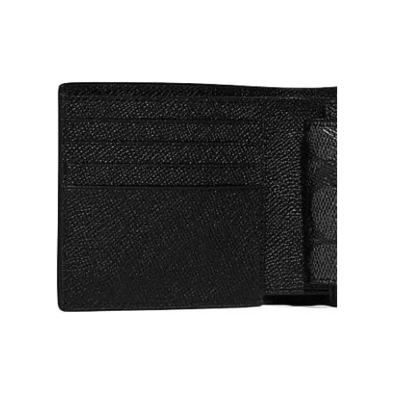 COACH Cross Grain Leather With Canvas Wallet Women's Black-3