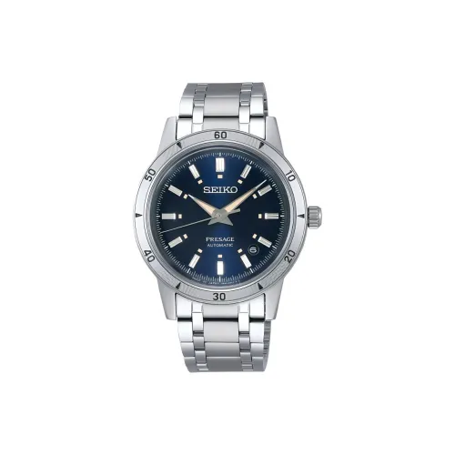 SEIKO Automatic/Manual Mechanical Movement Stainless Steel Strap Watch 46.2mm Men's Watches Blue Dial
