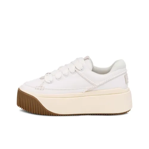 UGG Fashion Platform Anti Slip And Wear Resistant Height Increasing Low Top Skateboard Shoes Women's White