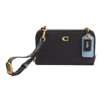 COACH Double Up Premium Calfskin Crossbody Bag Shoulder Bag Small Size Women's Brass & Black