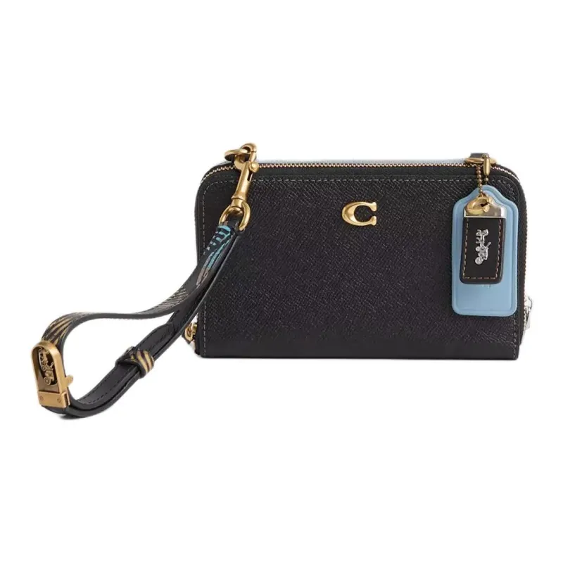 COACH Double Up Premium Calfskin Crossbody Bag Shoulder Bag Small Size Women's Brass & Black-0