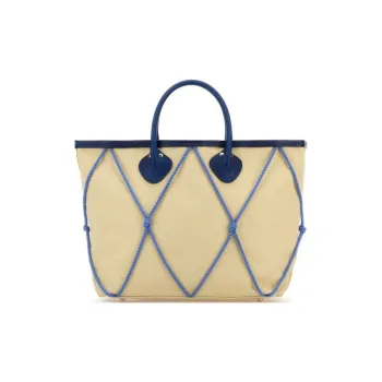 BODE Cotton Tote Bag, Shopping Bag, Handbag Men's Beige & Blue