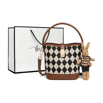 MILLIE'S Fabric Handbag, Shoulder Bag, Crossbody Bag Regular Women's Chessboard Coffee