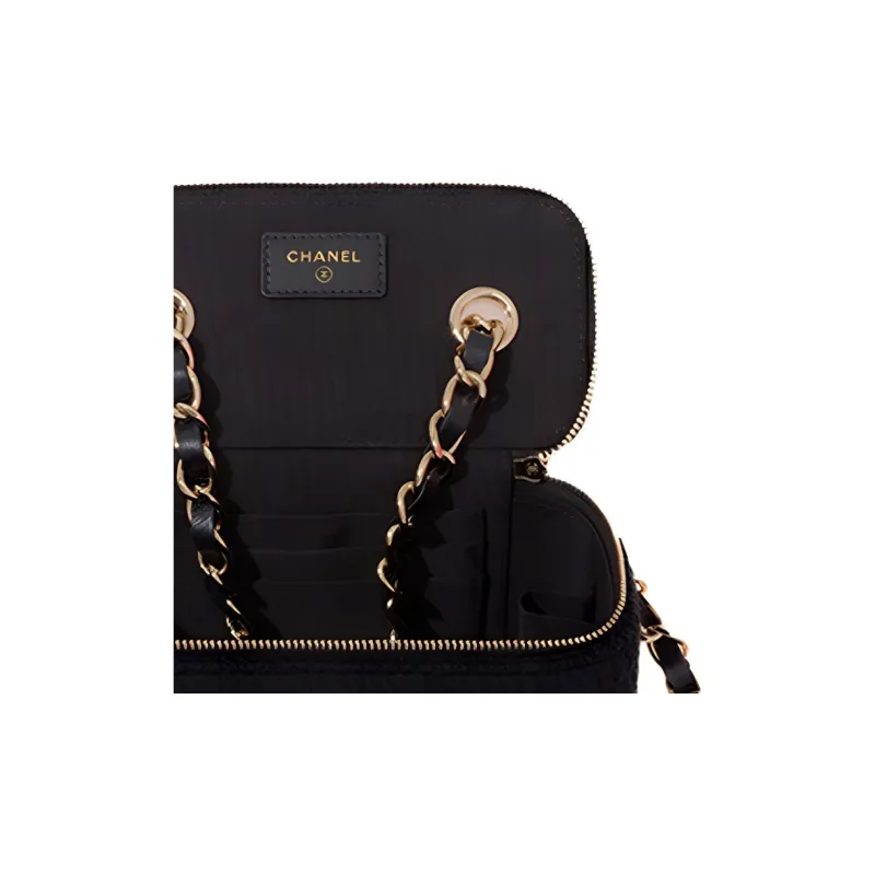 CHANEL 22c Early Spring Sheepskin Box Bag, Makeup Bag, Shoulder Bag, Crossbody Bag Tubas Women's Black-3
