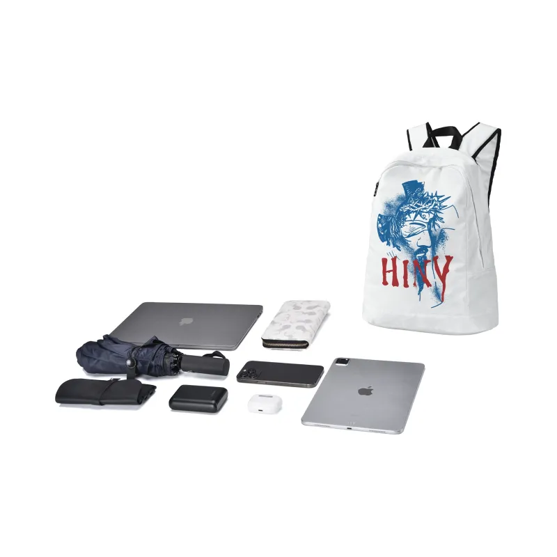 HINY Polyester Backpack Unisex White-12