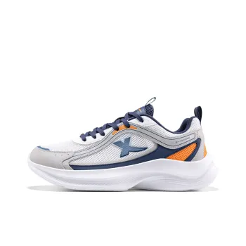 XTEP Wear Resistant Breathable Cushioning Low Top Casual Running Shoes Men's White Gray Blue