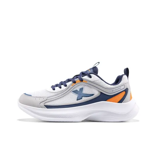 XTEP Wear Resistant Breathable Cushioning Low Top Casual Running Shoes Men's White Gray Blue
