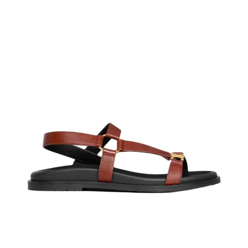 CELINE Triomphe Strap Sandals Women's Brown-1