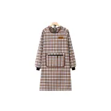 Plaid Leather Label Robe-Coffee