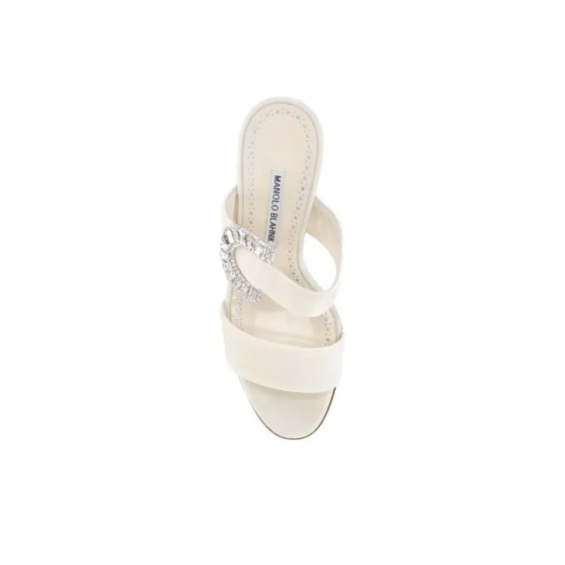 MANOLO BLAHNIK Slide Slippers Women's Beige-3