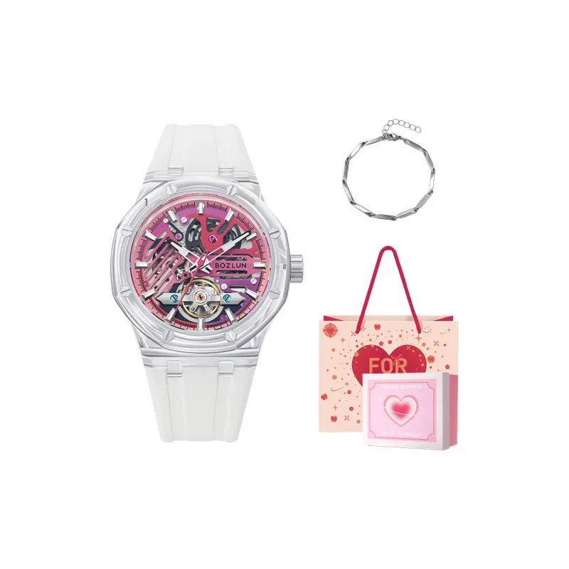 BOZLUN Phantom Collection Acrylic Transparent Caseback Automatic Mechanical Movement Unisex Cut Out Dial-23