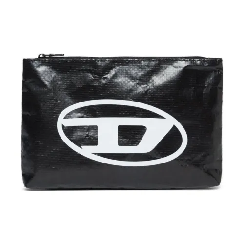 DIESEL Oval D Logo Printed Zipped Clutch Bag