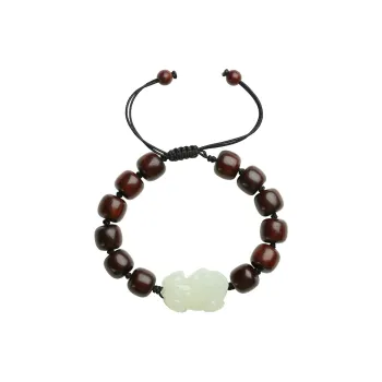 Phoenisess Woven Rope Bracelet White Jade/Pale Greenish White Jade Unisex