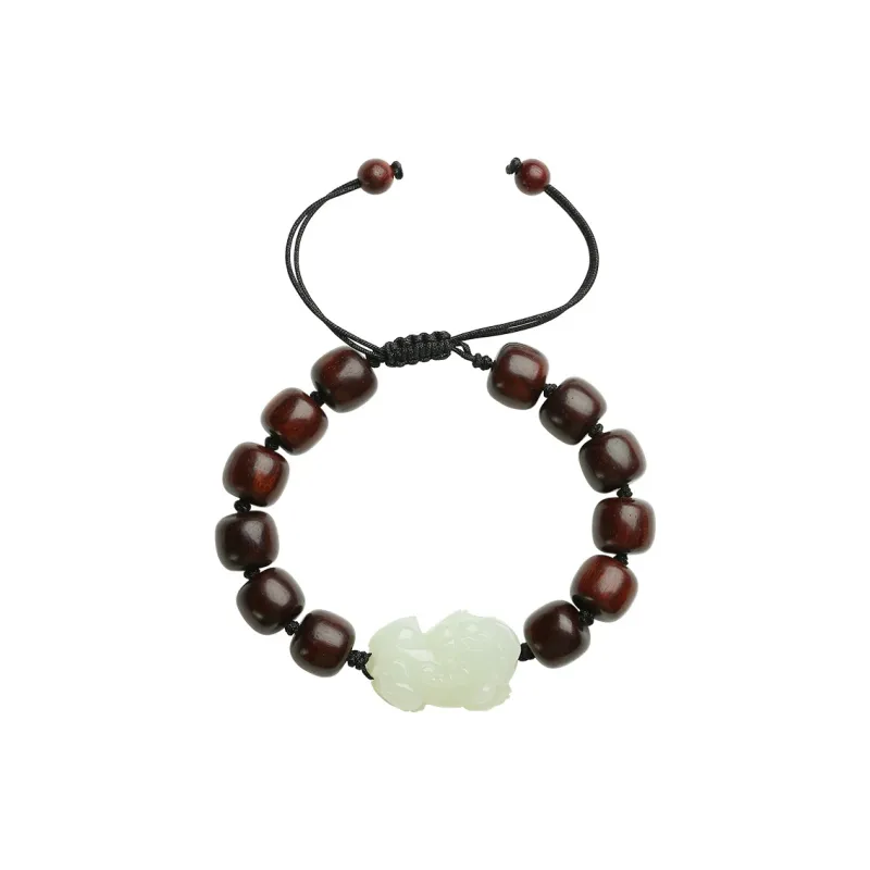 Phoenisess Woven Rope Bracelet White Jade/Pale Greenish White Jade Unisex-0