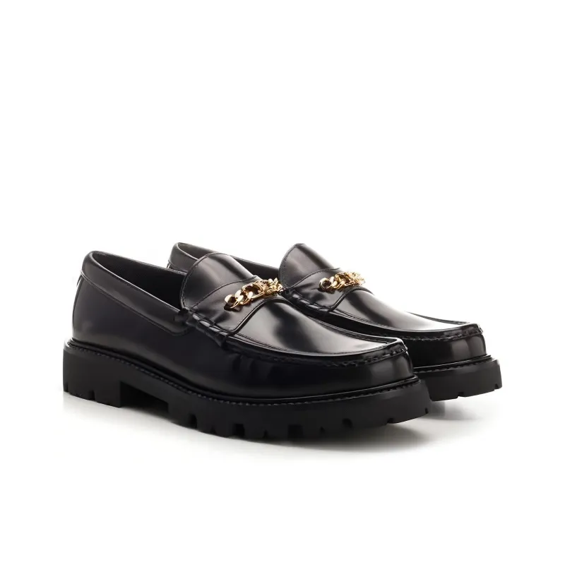 CELINE Chunky Triomphe Loafer Black Gold Chain-2
