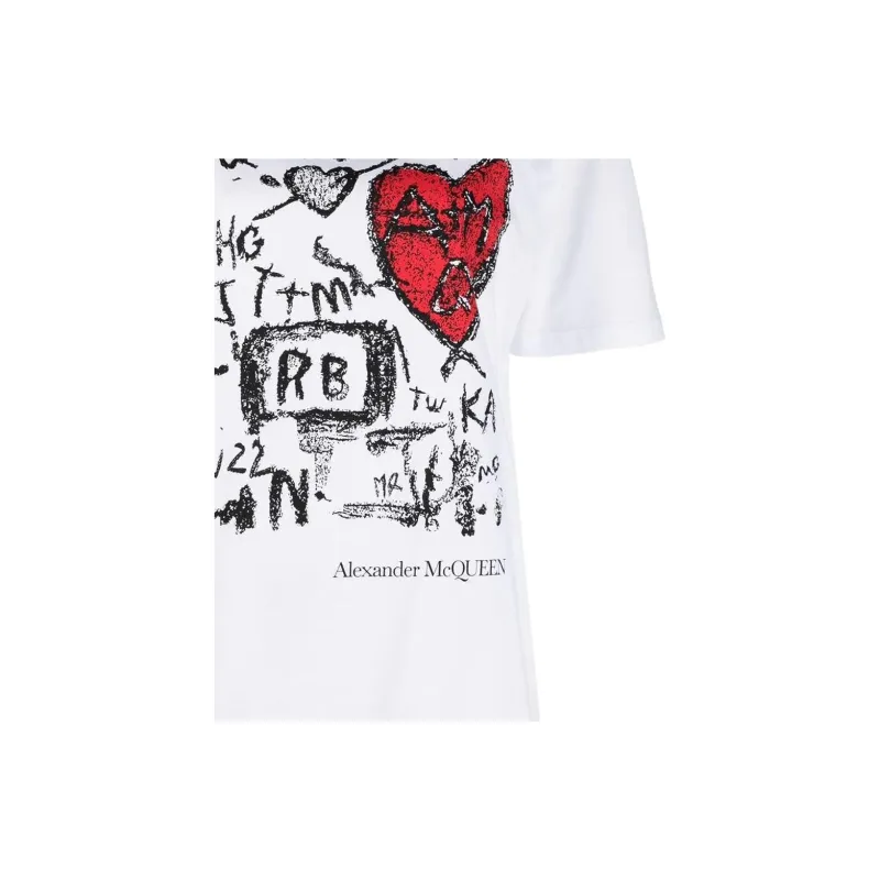 Alexander McQueen SS22 Drop Shoulder Sleeve T Shirt Women's White-6