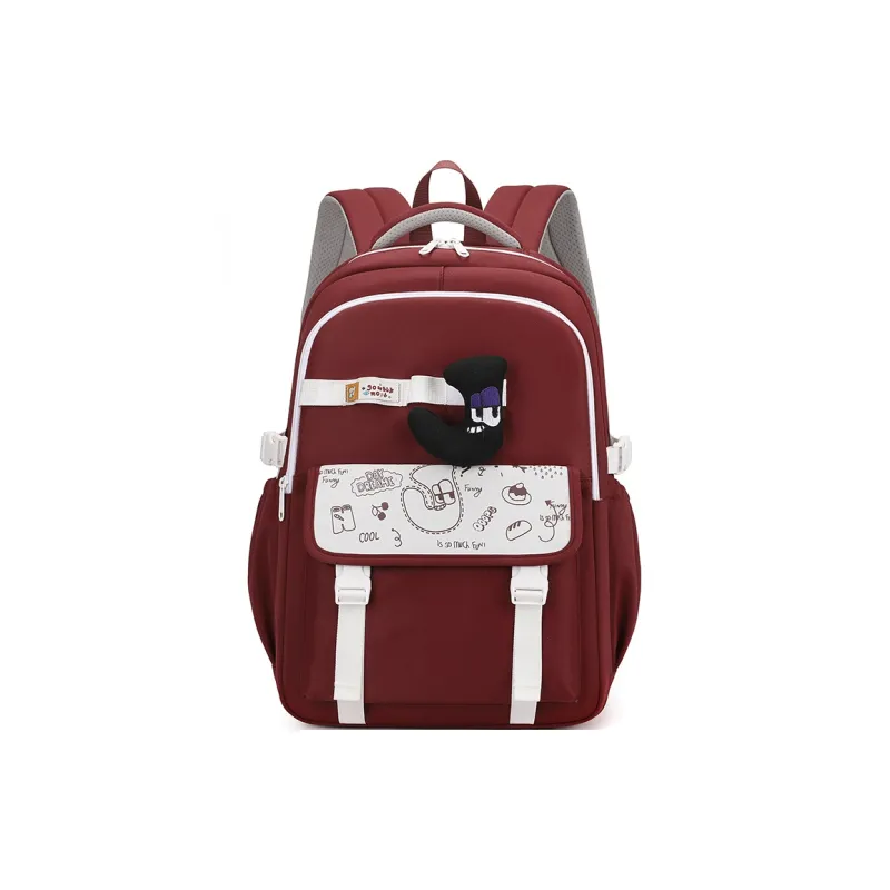MOK Nylon Fabric Backpack Regular Women's Khaki/Gray/Orange/Black/Red/Coffee-9
