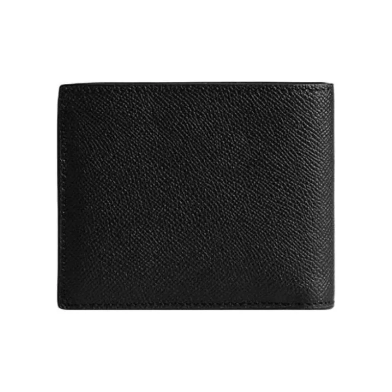 COACH Cross Grain Leather With Canvas Wallet Women's Black-1