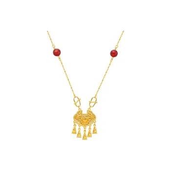 ME LUXE S925 Silver Lock Necklace #Good Luck Birthday Red Agate Collarbone Chain Women's