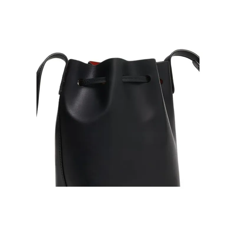 MANSUR GAVRIEL Plant Tanned Leather Bucket Bags Shoulder Bag Crossbody Bag Extra Mini Women's Black & Flame Red-4