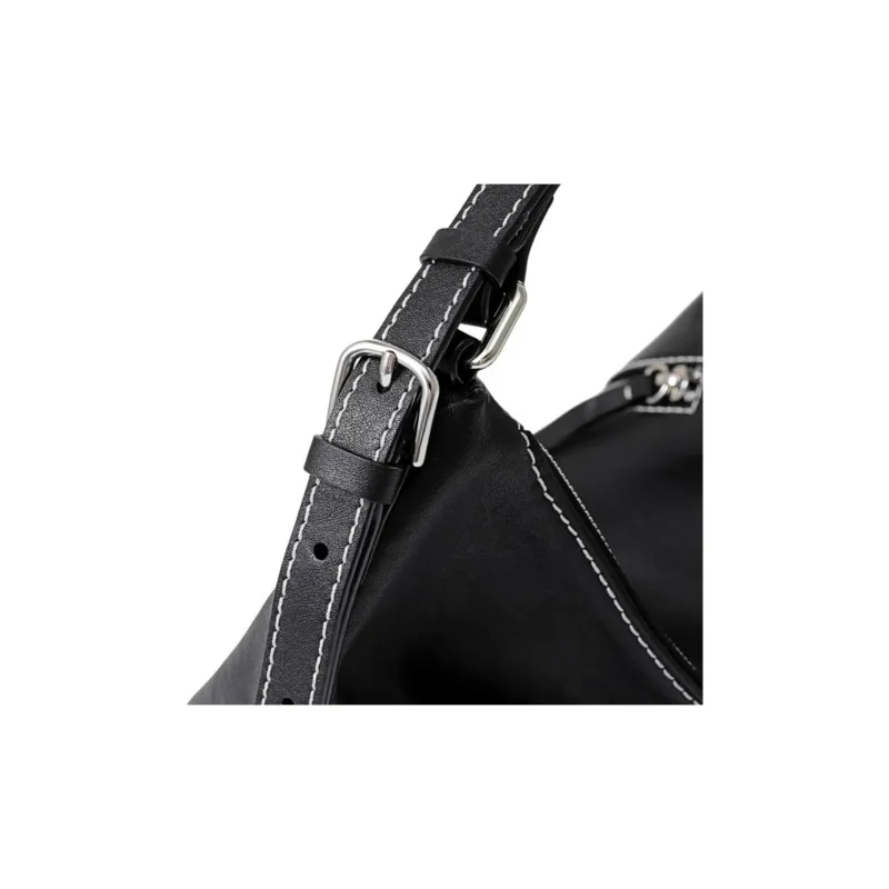 FION Cow Leather Tote Bag Shopping Bag Handbag Shoulder Bag Large Size Women's Classic Black-5