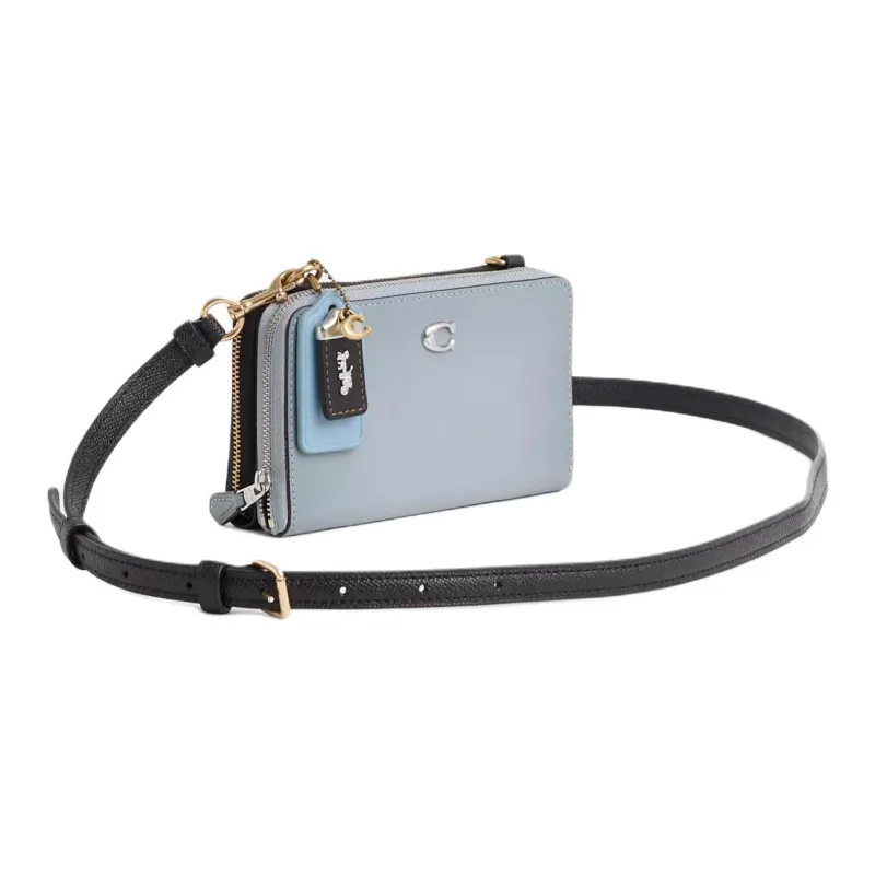 COACH Double Up Premium Calfskin Crossbody Bag Shoulder Bag Small Size Women's Brass & Black-1