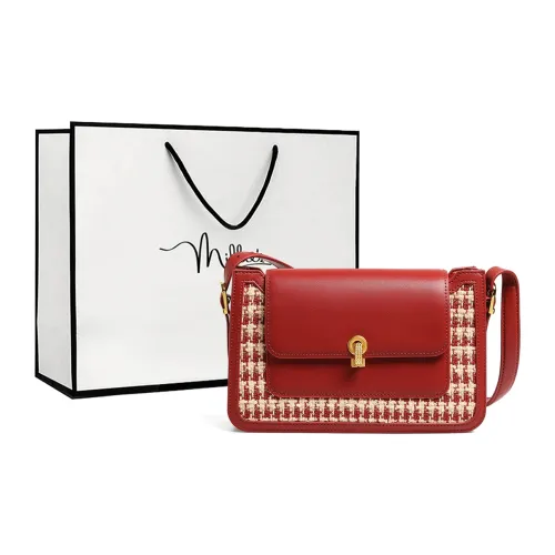 MILLIE'S Synthetic Leather Crossbody Shoulder Bag Small Square Bag Regular Women's Cherry Red