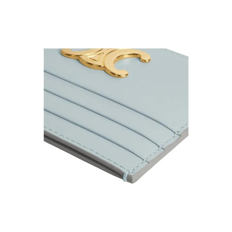 CELINE Calfskin Card Holder Women's Ice Blue-3