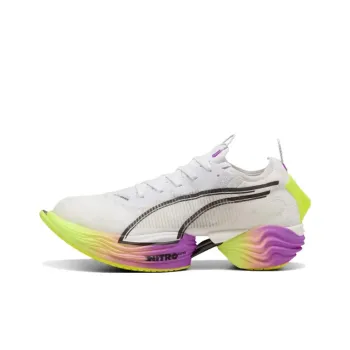 PUMA Fast R Nitro Elite 2 Slip Resistant Impact Resistant Lightweight Low Top Running Shoes Men's White Yellow