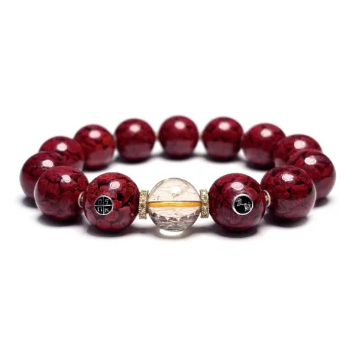 MOUNTAINS AND MANS Cinnabar New Chinese Style Good Luck Beaded Bracelet Men's