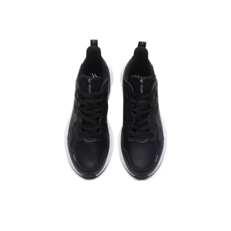 QIAODAN Slip-Resistant Water-Resistant Low-Top Running Shoes Men's Black White-2